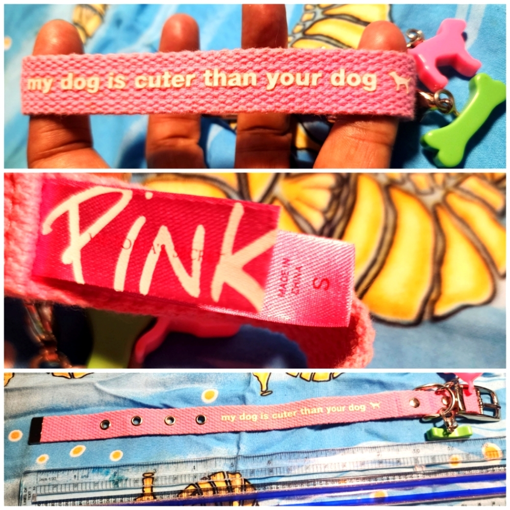 PINK by Victoria's Secret, Vintage, Collectible Fabric Dog Collar, Size Small
